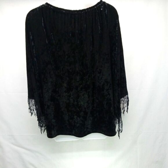 Melissa Page Black Velveteen Witchy/Goth Tunic/Top NWOT Lace/Tassel Accents. L.. - Picture 5 of 15